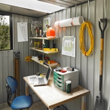 Construction tools in shed